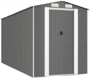 vidaXL vidaXL Szopa ogrodowa, jasnoszara, 192x440x223cm, stal galwanizowana 2
