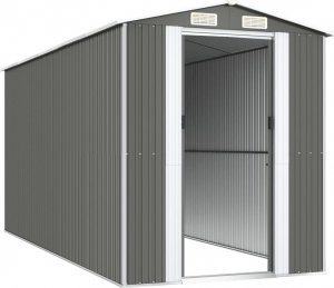 vidaXL vidaXL Szopa ogrodowa, jasnoszara, 192x440x223cm, stal galwanizowana 4