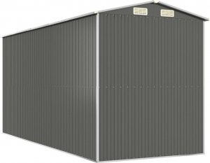 vidaXL vidaXL Szopa ogrodowa, jasnoszara, 192x440x223cm, stal galwanizowana 6