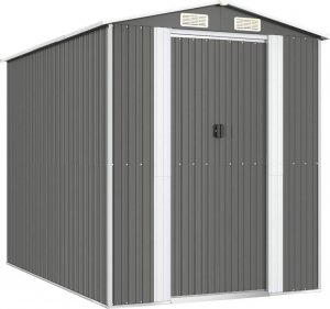 vidaXL vidaXL Szopa ogrodowa, jasnoszara, 192x274x223 cm, stal galwanizowana 2