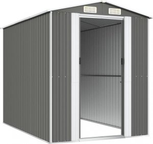 vidaXL vidaXL Szopa ogrodowa, jasnoszara, 192x274x223 cm, stal galwanizowana 4
