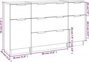 vidaXL 3-częściowa komoda, kolor dąb sonoma 7