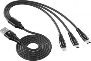 Kabel USB Vipfan USB-A - USB-C + microUSB + Lightning 1.5 m Czarny (6971952430587) 1