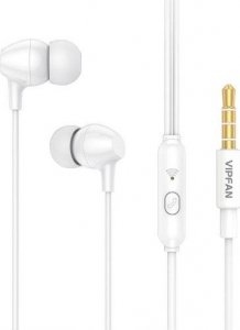 Słuchawki Vipfan Słuchawki dokanałowe przewodowe Vipfan M16, jack 3.5mm, 1m (białe) 1