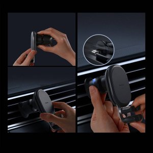 Baseus Uchwyt grawitacyjny Baseus Stable na kratkę (czarny) 5