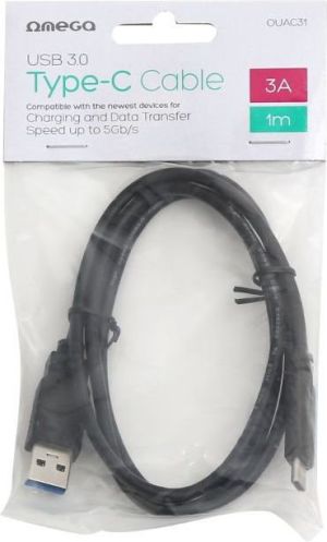 Kabel USB Omega USB-A - USB-C 1 m Czarny (OUAC31) 2