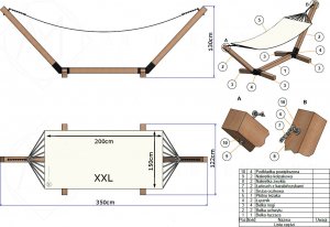 am-gardenhome Hamak bawełniany Boho + Stelaż XXL 94x94 2