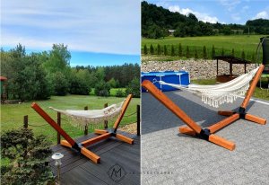 am-gardenhome Hamak bawełniany Boho + Stelaż XXL 94x94 5