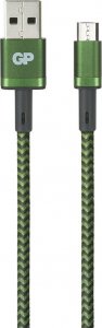 Kabel USB GP USB-A - microUSB 1 m Czarno-zielony (160GPCM1BC1) 1