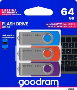 Pendrive GoodRam UTS3 (3-pack), 64 GB  (UTS3-0640MXR11-3P) 1