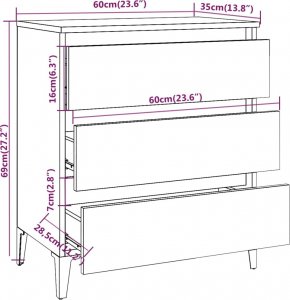 vidaXL KOMODA, SZARY DĄB SONOMA, 60X35X69 8