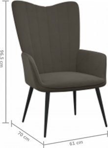 vidaXL FOTEL Z PODNÓŻKIEM CIEMNOSZARY OBITY AKSAMITEM 11