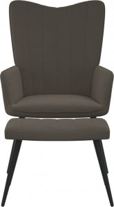 vidaXL FOTEL Z PODNÓŻKIEM CIEMNOSZARY OBITY AKSAMITEM 2