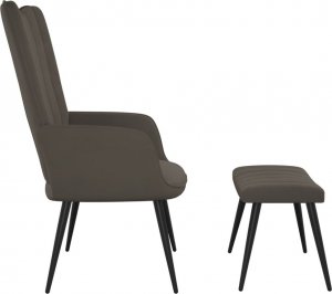 vidaXL FOTEL Z PODNÓŻKIEM CIEMNOSZARY OBITY AKSAMITEM 3