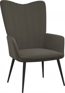 vidaXL FOTEL Z PODNÓŻKIEM CIEMNOSZARY OBITY AKSAMITEM 5