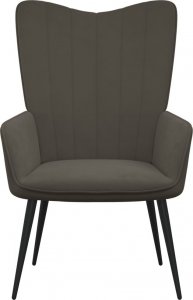 vidaXL FOTEL Z PODNÓŻKIEM CIEMNOSZARY OBITY AKSAMITEM 6