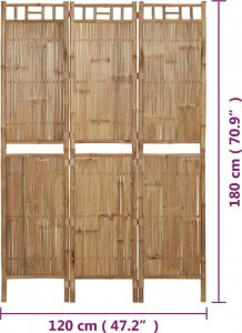 vidaXL PARAWAN 3-PANELOWY, BAMBUSOWY, 120X180CM 8