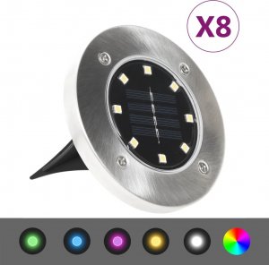vidaXL SOLARNE LAMPY GRUNTOWE LED 8 SZT. KOLORY RGB 1