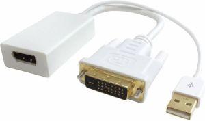 Adapter AV MicroConnect DVI-D - DisplayPort + USB-A biały (DVIDDPF) 1
