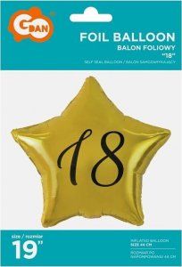 GoDan Balon foliowy 18-stka gwiazda złota 1