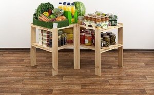 Wamar-Sosenka MAXI Regał Narożny Drewniany 64x80x50 cm 2 Półki ażurowe Surowy Drewno sosnowe MAXI-2WA 3