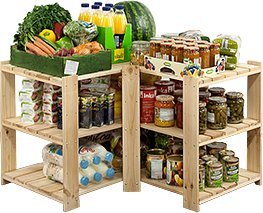 Wamar-Sosenka MAXI Regał Narożny Drewniany 64x80x50 cm 3 Półki ażurowe Surowy Drewno sosnowe MAXI-2WA+ 7