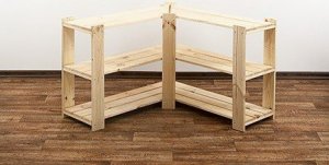 Wamar-Sosenka MAXI Regał Narożny Drewniany 64x85x30 cm 3 Półki ażurowe Surowy Drewno sosnowe MAXI-2ZA+ 8