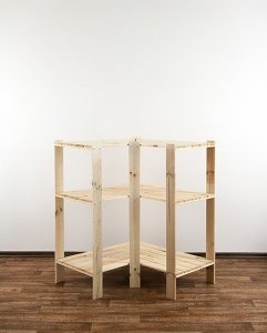 Wamar-Sosenka MAXI Regał Narożny Drewniany 115x85x50 cm 3 Półki ażurowe Surowy Drewno sosnowe Naturalny MAXI-3WA / Wamar-Sosenka 2