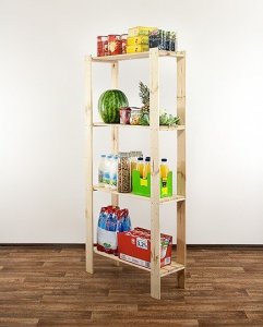 Wamar-Sosenka MAXI Regał Drewniany 166,4x80x30 cm 4 Półki ażurowe Surowe drewno sosnowe MAXI-4LA 8