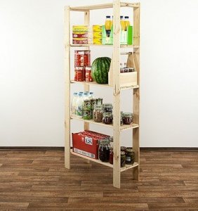 Wamar-Sosenka MAXI Regał Drewniany 166,4x80x30 cm 5 Półek ażurowych Surowy Drewno sosnowe MAXI-4LA+ 3