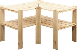 Wamar-Sosenka MAXI Regał Narożny Drewniany 64x80x50 cm 2 Półki pełne Surowe drewno sosnowe MAXI-2WP 10