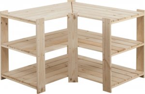 Wamar-Sosenka MAXI Regał Narożny Drewniany 64x80x50 cm 3 Półki pełne Surowy Drewno sosnowe MAXI-2WP+ 2