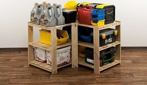 Wamar-Sosenka MAXI Regał Narożny Drewniany 64x80x50 cm 3 Półki pełne Surowy Drewno sosnowe MAXI-2WP+ 5