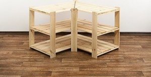 Wamar-Sosenka MAXI Regał Narożny Drewniany 64x80x50 cm 3 Półki pełne Surowy Drewno sosnowe MAXI-2WP+ 6