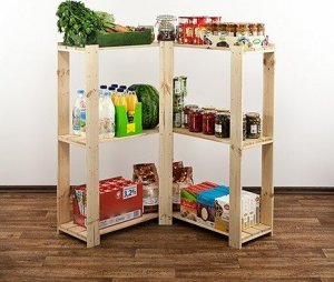 Wamar-Sosenka MAXI Regał Narożny Drewniany 115x85x30 cm 3 Półki ażurowe Surowy Drewno sosnowe MAXI-3ZA 3