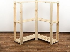 Wamar-Sosenka MAXI Regał Narożny Drewniany 115x85x30 cm 3 Półki ażurowe Surowy Drewno sosnowe MAXI-3ZA 5