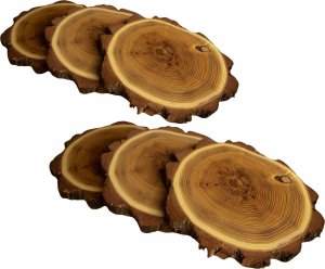 Wamar-Sosenka Zestaw 6 szt Podkładek na Stół /śr. 9-12 cm/ Drewno Akacji z Korą Olejowany Naturalny PDOA_0912X10_KO6 / Wamar-Sosenka 4