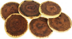 Wamar-Sosenka Zestaw 6 szt Okorowanych Podkładek na Stół śr. 9-12 cm Drewno Akacji Olejowany Naturalny PDOA_0912X10_DO6 / Wamar-Sosenka 4