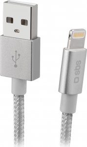 Kabel USB SBS Mobile USB-A - Lightning 1 m Srebrny 1