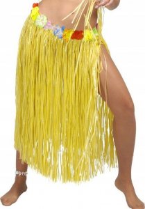 Guirca Spódnica hawajska z kwiatami żółta długa strój 1