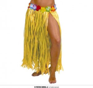 Guirca Spódnica hawajska z kwiatami długa żółta aloha 1