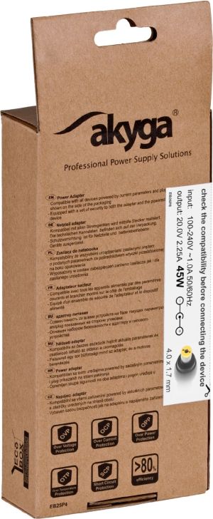 Zasilacz do laptopa Akyga 45 W, 1.7 mm, 2.2 A, 20 V (AK-ND-50) 3