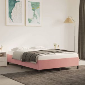 vidaXL vidaXL Rama łóżka, różowa, 140x190 cm, aksamitna 1