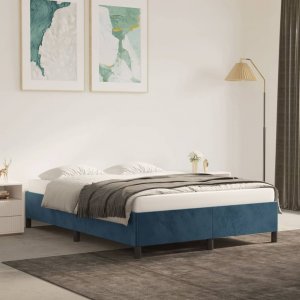 vidaXL vidaXL Rama łóżka, ciemnoniebieska, 140x200 cm, tapicerowana aksamitem 1