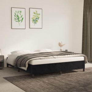 vidaXL vidaXL Rama łóżka, czarna, 160 x 200 cm, tapicerowana aksamitem 1