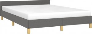 vidaXL Rama łóżka z zagłówkiem, ciemnoszara, 140x200 cm, obita tkaniną 3