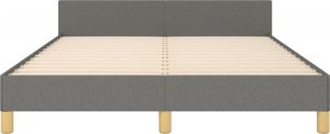 vidaXL Rama łóżka z zagłówkiem, ciemnoszara, 140x200 cm, obita tkaniną 5