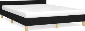 vidaXL Rama łóżka z zagłówkiem, czarna, 140x200 cm, obita tkaniną 2