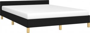 vidaXL Rama łóżka z zagłówkiem, czarna, 140x200 cm, obita tkaniną 3