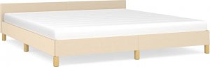 vidaXL Rama łóżka z zagłówkiem, kremowa, 160x200 cm, obita tkaniną 2